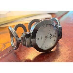 Woman's JAS Watch, Gun Metal Tone Bangle Bracelet Band, New Battery